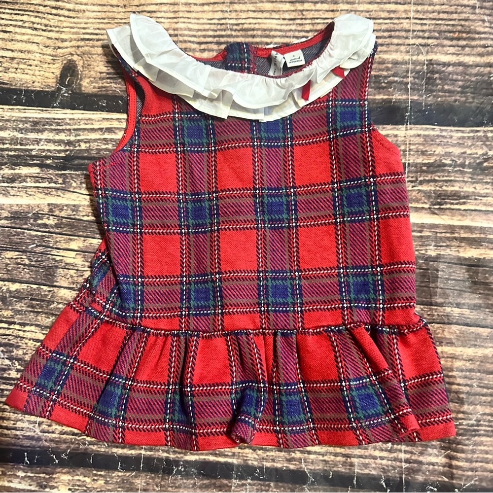 Janie and Jack Bradbury Red Plaid Peplum Top
